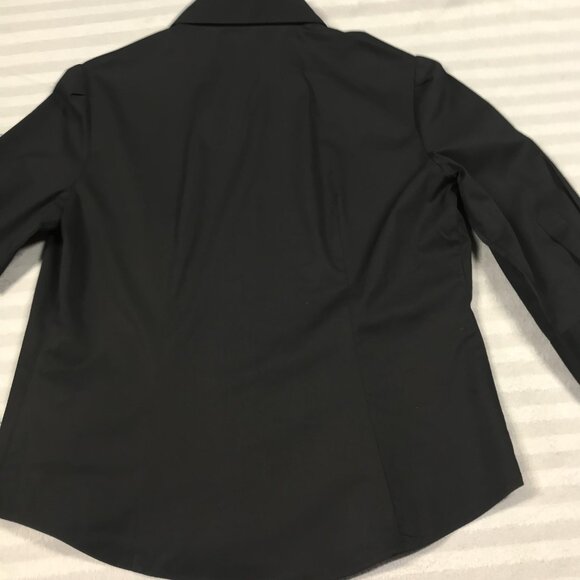 Valentino Jeans Shirt Womens 42 Black 3/4 Sleeve Hidden Placket Tailored Stretch - Picture 9 of 11